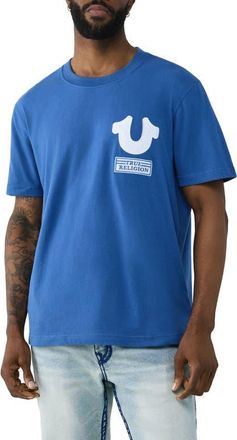 True Religion Horseshoe Repeat Cotton Graphic T-Shirt in Pacific Blue at Nordstrom, Size Xxx-Large