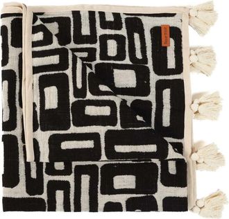 Bazar Bizar Manta para cama de algodón natural con estampado azteca negro 128x240