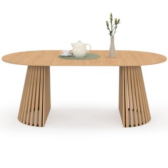IDMarket Carmen Tavolo Da Pranzo Rotondo Allungabile 4-10 Persone Gamba In Legno 110-200 Cm