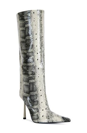 Azalea Wang Madeye Snakeskin Embossed Knee High Boot in Grey Multi at Nordstrom, Size 8.5