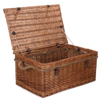 Red Hamper Wicker 60cm Double Steamed Rope Handled Trunk in Brown