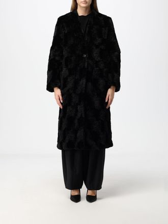Meimeij Long Single-Breasted Faux Fur Coat with a Relaxed Fit