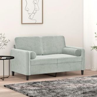 vidaXL Vidaxl - Divano a 2 Posti con Cuscini Grigio Chiaro 120 cm in Velluto