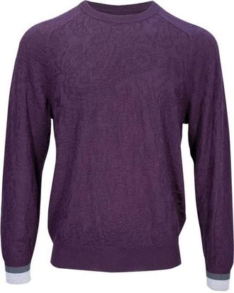 Lords of Harlech Colin Jacquard Merino Wool Paisley Sweater in Plum at Nordstrom, Size X-Large