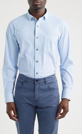 Johnston & Murphy XC Motion Performance Knit Button-Up Shirt in Blue Tulip at Nordstrom, Size Xxx-Large