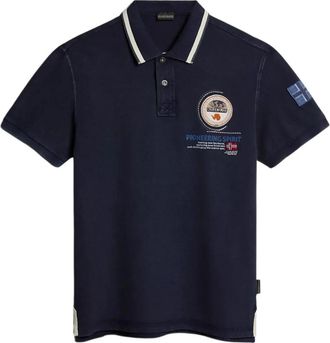 Napapijri Blauw Katoenen Polo Shirt Korte Mouw - Heren - Polos - Blauw - M - Katoen - Tops