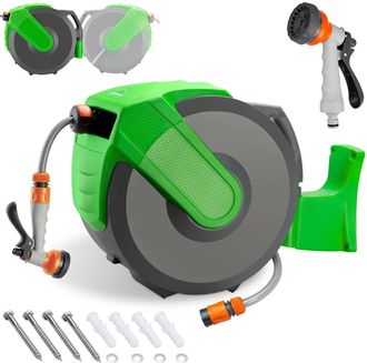 No Brand No Brand - Gardebruk Carrete Portamanguera De Agua 30 + 2m 7-en-1 Ducha De Mano Con Manguera Para Jard&iacute;n Camping Sistema Autom&aacute;tico