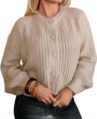 HYFVE Cable Knit Cardigan Sweater In Light Mocha