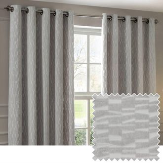 Riva Paoletti Manhattan Velvet Eyelet Curtain Pair in Silver | Size: 229 cm width x 229 cm drop