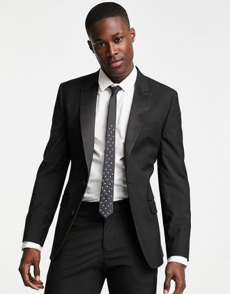 Asos skinny tuxedo in black suit jacket