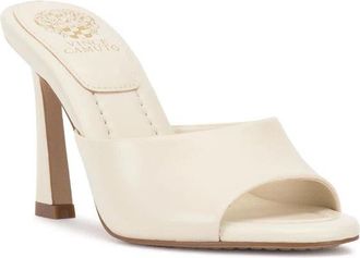 Vince Camuto Womens Vince Camuto Paigely Mule Creamy White Satin Flared Heel GAL1098