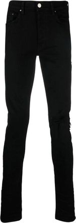 Amiri Mens Amiri Slim Fit Broken Ripped Black Denim Jeans - Size: 34/32