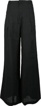 Nineminutes Broeken, Dames, Zwart, S, Linnen, pantalone
