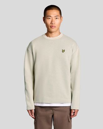 Lyle & Scott Mens Raised Jacquard Crew Neck Sweatshirt - White - Size X-Small