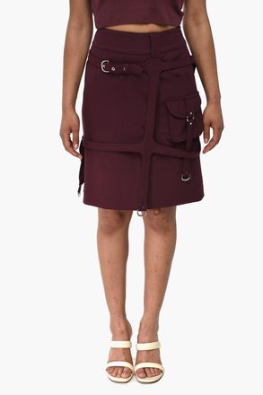 Off-white Minigonna Cargo BLEND in Misto Lana Off-White