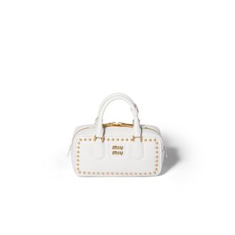 Miu Miu Arcadie Studded Leather Bag, Woman, White