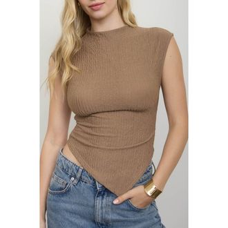 Blu Pepper Mock Neck Handkerchief Hem Top in Mocha at Nordstrom Rack, Size Medium