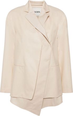 GOEN.J layered single-breasted blazer - women - Cupro/Wool/Silk - L - Neutrals