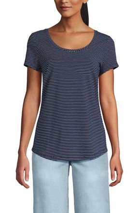 Lands End Lightweight Jersey T-shirt in Deep Sea Navy Thin Stripe at Nordstrom, Size X-Small P