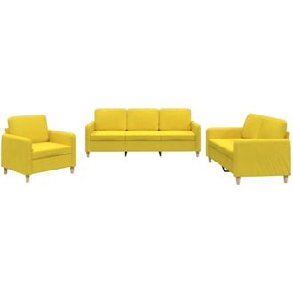 vidaXL Vidaxl - Juego De Sof&aacute;s Con Cojines 3 Piezas Tela Amarillo Claro