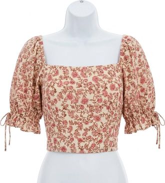 Z Supply Moira Floral Top In Sandshell