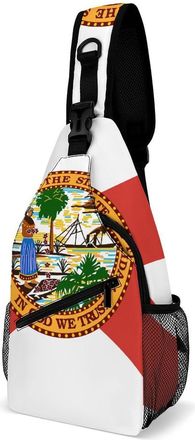 Generic Florida Flag Mens Crossbody Chest Sling Bag for Travel Hiking Lightweight Shoulder Bags with Small Side