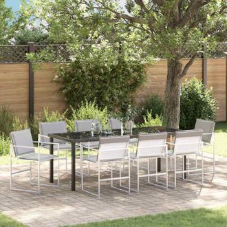 vidaXL Conjunto De Comedor De Jard&iacute;n 9 Pcs Blanco 200 X 80 X 73 Cm Vidaxl