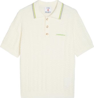 Casablanca Casablanca Tennis Boucl&eacute; Polo Shirt - Off White - XL