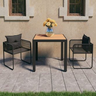 vidaXL Set De Comedor De Jard&iacute;n De 3 Piezas Pvc Rat&aacute;n Negro Y Marr&oacute;n Vidaxl