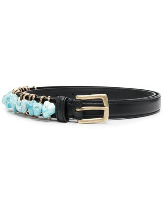 Ermanno Scervino gemstone-embellished leather belt - women - Calf Leather - 85 - Black