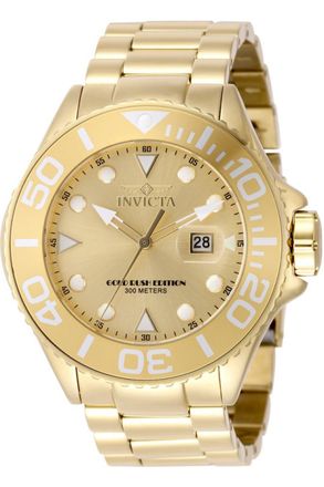Invicta Grand Diver 48613 Herenhorloge - Quartz Uurwerk - Roestvrij Staal met Gouden Wijzerplaat - 52 mm