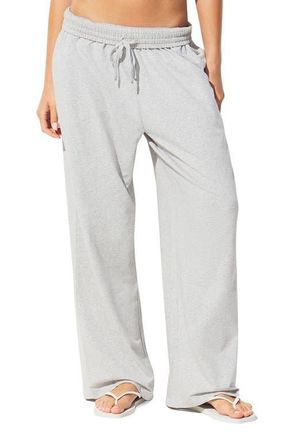 SKIMS Cotton Blend Jersey Wide Leg Pants in Light Heather Grey at Nordstrom, Size X-Small