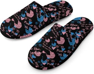 Generic Gender Reveal We Love You Mens Cozy Memory Foam Slippers Warm Cotton House Shoes Comfy Slipper for Indoor Outdoor