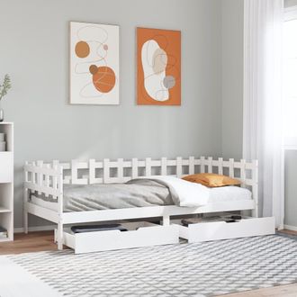 Berkfield Home Daybed with Drawers without Mattress White 90x190 cm Single Solid Wood