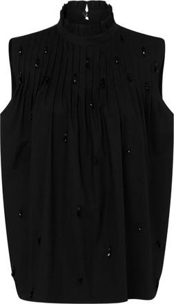 Moschino Top in popeline con ricamo - Nero