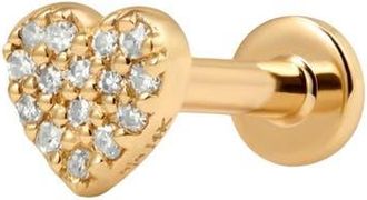 Made by Mary 14k Diamond Heart Stud Earring (Flat Back) - Single in 14K Solid Gold at Nordstrom