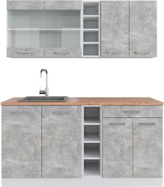 Vicco Cocina Vers&aacute;til R-line, Hormig&oacute;n/blanco, 160 Cm, Et Roble