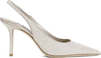 Jimmy Choo London Neutral Love 85 Glitter Slingback Heels