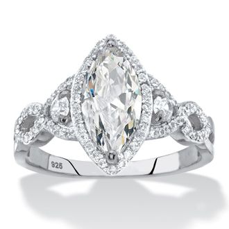 Palm Beach Jewelry 2.48 TCW CZ.925 Silver Marquise Engagement Ring