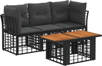 vidaXL Conjunto De Sof&aacute;s De Jard&iacute;n 4 Uds. Negro Y Gris Oscuro Vidaxl