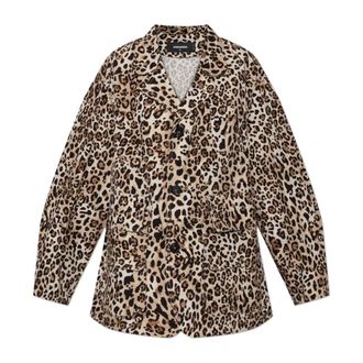 Dsquared2 Light Jackets, female, Beige, Size: 3XS Jacket With Animal Print