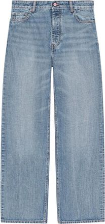Ganni logo-patch jeans - Blue