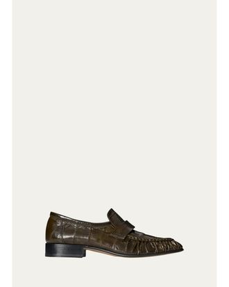 The Row Crinkled-Leather Penny Loafers