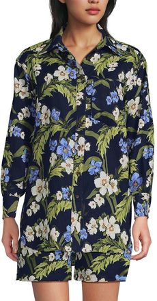 Lands End Linen Oversized Button Front Shirt in Soft Blue Linen at Nordstrom, Size X-Small