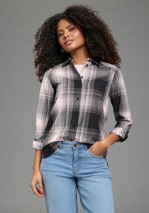 Laura Scott Karobluse LAURA SCOTT, Damen, Gr. 34, rosa kariert, Web, Obermaterial: 100% Baumwolle, kariert, Blusen Karobluse, klassische Bluse, kariertes Muster, 