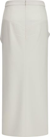Givenchy Womens Long Draped Wool And Mohair Skirt White