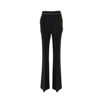 Elisabetta Franchi Crepe Trousers with Jewel Chain