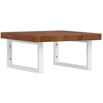 vidaXL Estante De Lavabo De Pared De Acero Y Madera Maciza De Roble Vidaxl