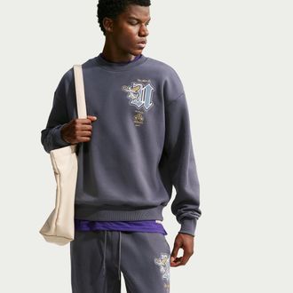 Nike Mens Solo Fleece Crew-Neck Sweatshirt in Grey | IZ3201-015