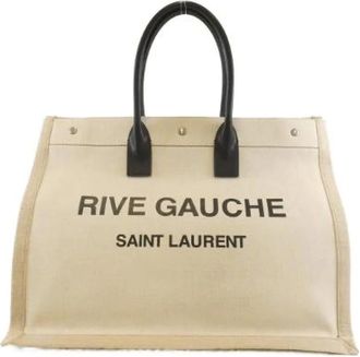 Saint Laurent Pre-owned Tote Bags, male, White, Size: ONE SIZE Pre-owned Noe Linen Tote Bag